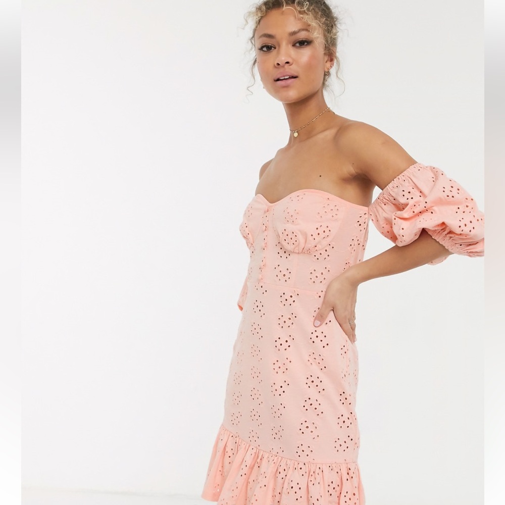 Elegant Peach Off-Shoulder Dress